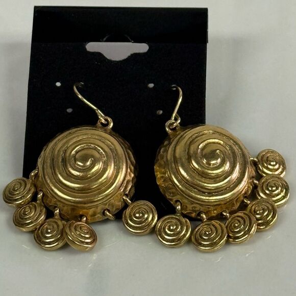 Vintage Kate Spade Goldtone Spiral Dangle Earrings - Picture 3 of 4